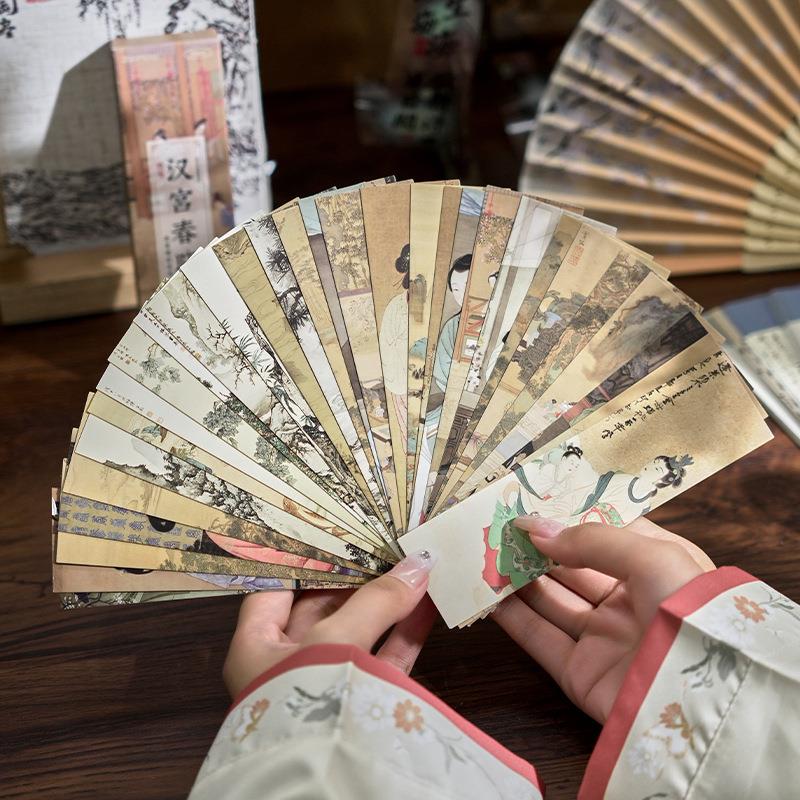 书签 丹青绢本系列 复古中国风古画诗词中式手帐装饰祝福卡片