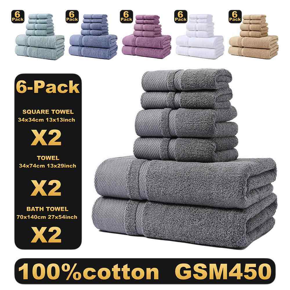 纯棉毛巾浴巾方巾六件套装全棉成人毛巾加厚吸水