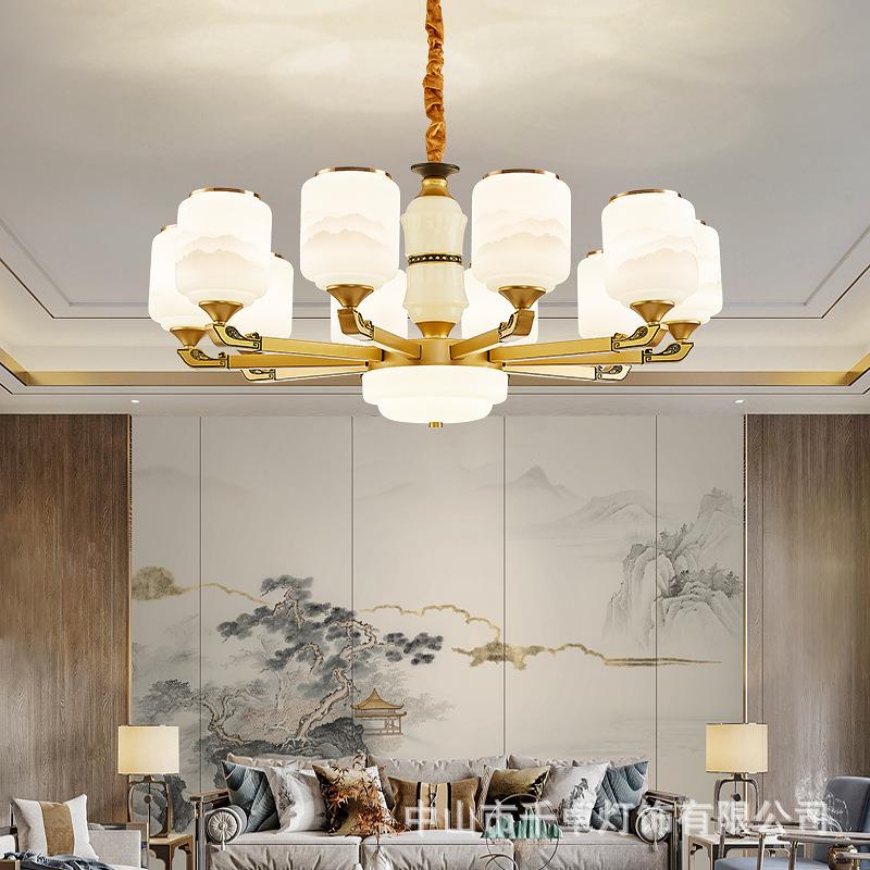 2025年6115卧新中式吊大灯客厅餐厅简约轻奢气奢华别墅复式楼大吊