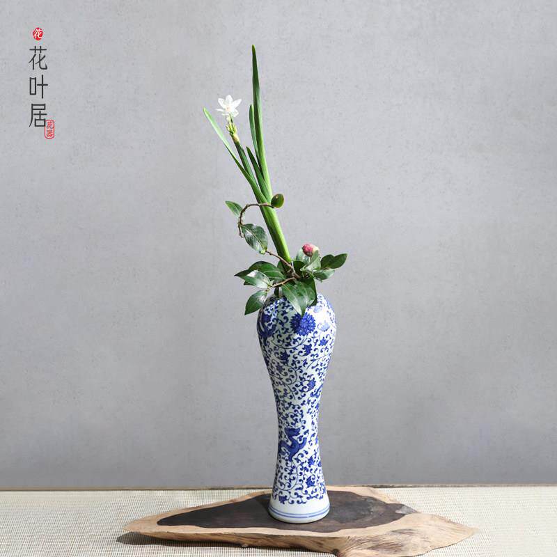 中式陶瓷插花器皿景德镇青花瓷梅瓶水培花瓶简约桌面摆件装饰瓶子