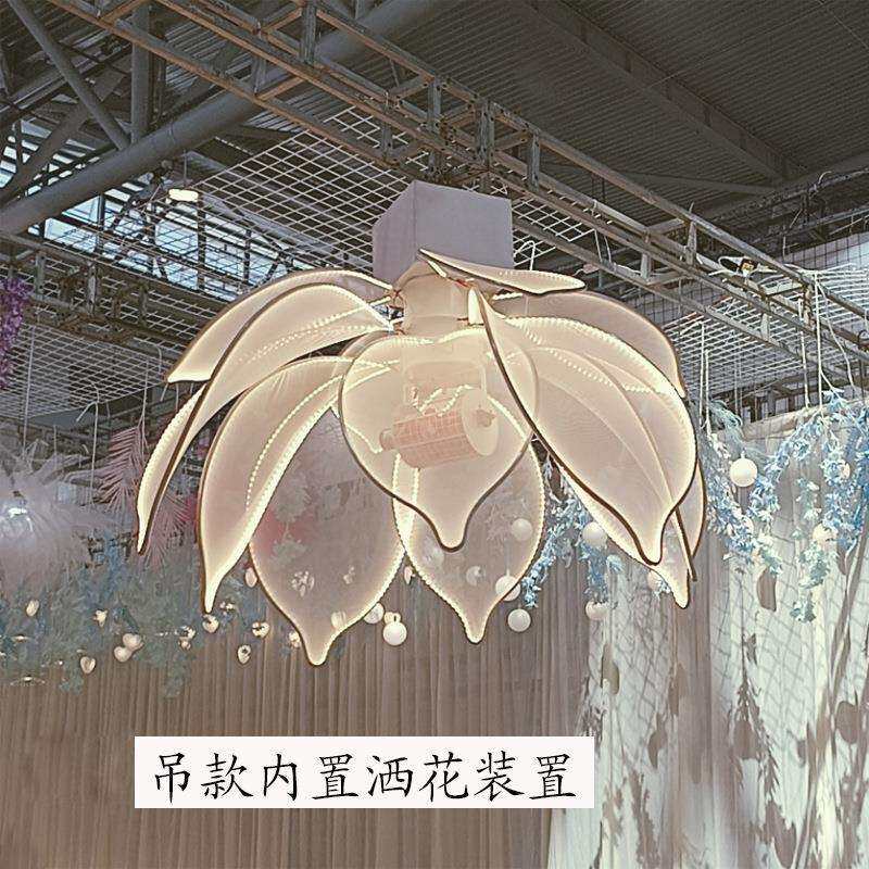 新款婚庆道具遥控动感水晶花森林系背景蕾丝婚礼发光牡丹花路引