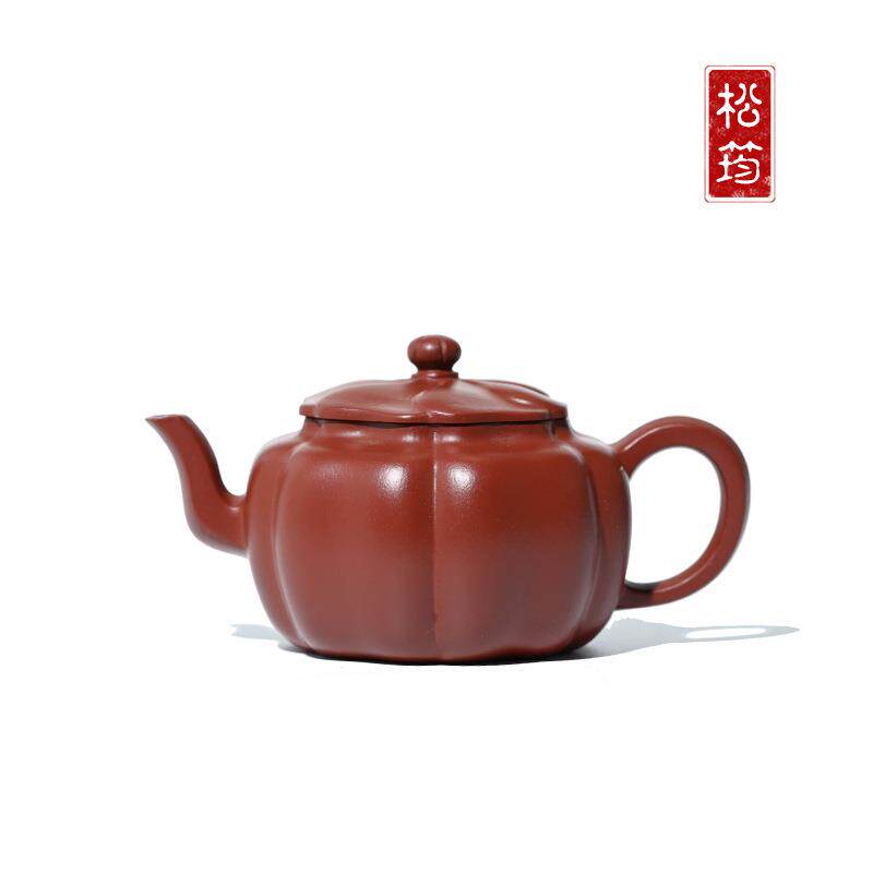 原矿朱泥纯手工锦纹莲子200ML实用精美宜兴紫砂壶功夫泡茶壶茶具