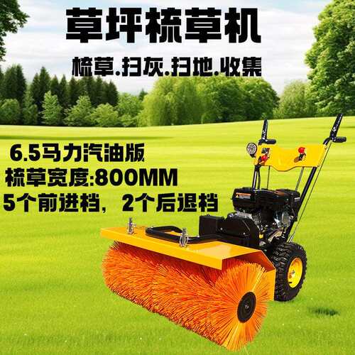 人造草坪梳草机球场电启动手推式小型刷草机 80CM宽汽油款梳砂机