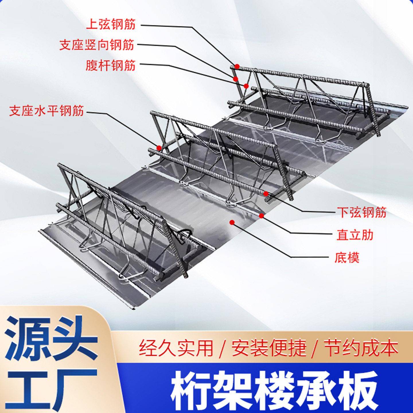 钢结构楼承板钢筋桁架楼承板压型钢板楼层板免浇筑承重板镀锌新型