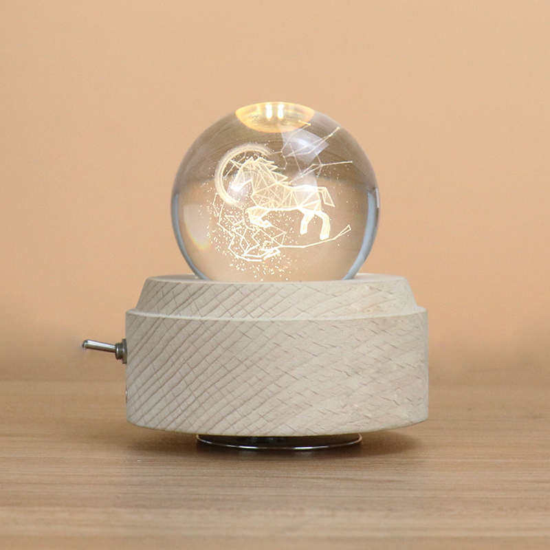 独角兽水晶球音乐盒旋转八音盒送女生男生生日礼物女孩儿童鸟之诗