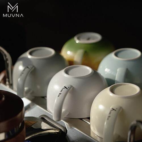 MUVNA慕威纳 意式卡蕾latte咖啡陶瓷拿铁杯280ml压纹艺术拉花杯