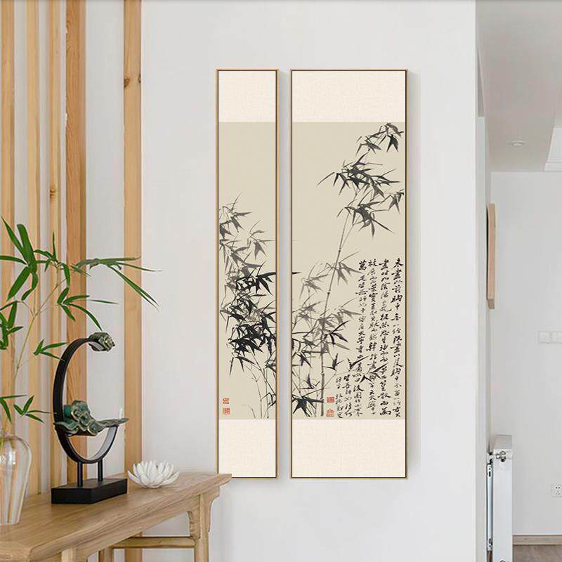 新中式客厅玄关装饰画墨竹大小组合挂画过道书房饭厅背景墙竹子画