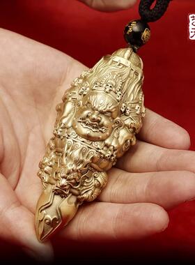 全铜金刚降魔杵手把件男士随身护身符四面佛像三面法器黄财神菩萨