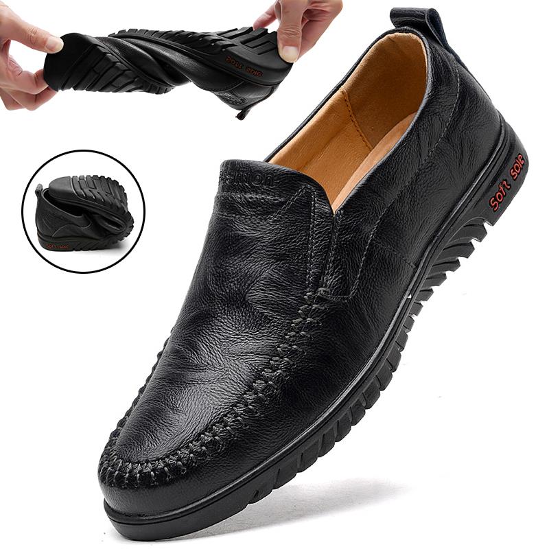 高档春季男鞋豆豆男真皮套脚闲皮年鞋中鞋休男式单鞋懒人鞋开车鞋