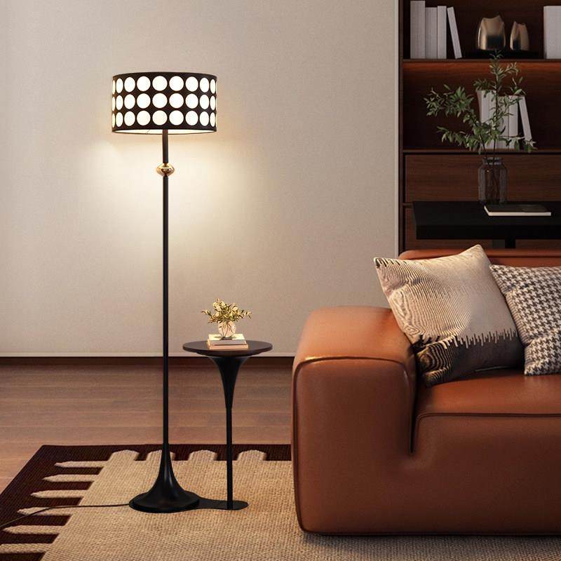 法式落地灯客厅沙发旁氛围感卧室中古风覆古置物架一体床头装饰灯
