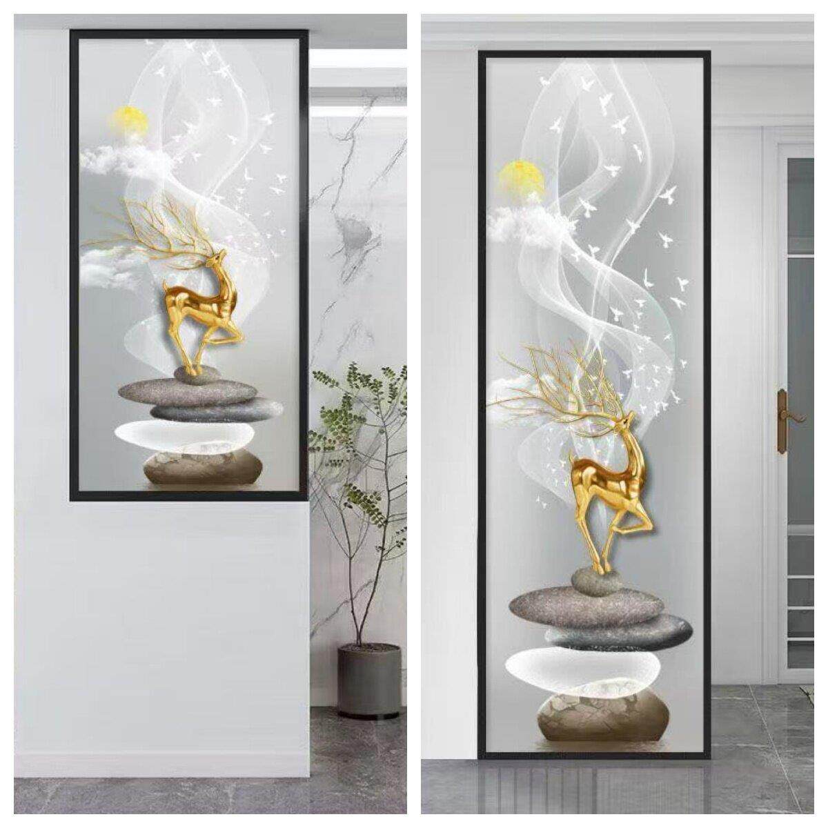 定制简约艺术玻璃屏风隔断客厅入户玄关装饰洗漱台卫生间半墙遮挡