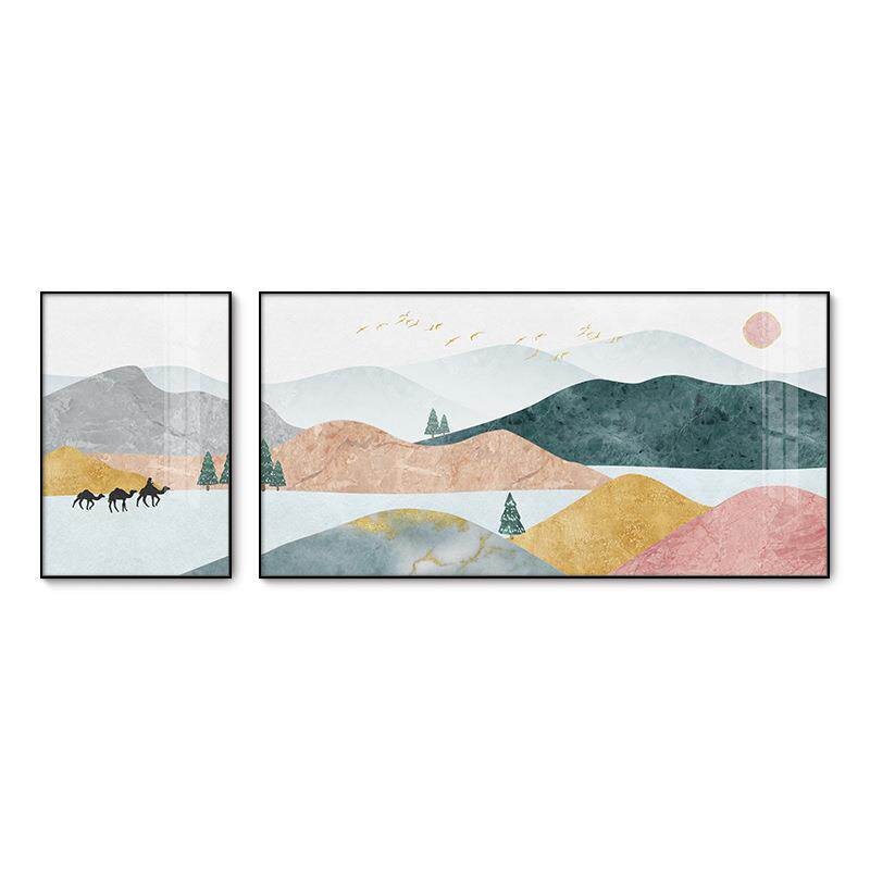 北欧风景客厅装饰画沙发背景墙画挂画工厂直销晶瓷画组合家居壁画
