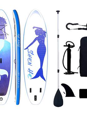 厂家直销uv打印水上桨板户外水上竞速救生援SUP划水板充气冲浪板