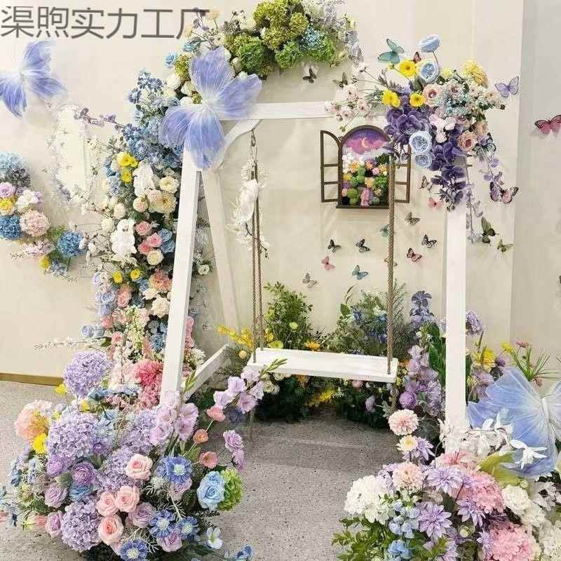 户外花园网红打卡仿真花婚礼造景瀑布花布置假花橱窗美陈装饰