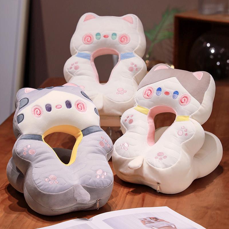 办公室午睡枕抱抱猫泡沫粒子变形乳胶趴睡枕办公室午休神器趴趴枕