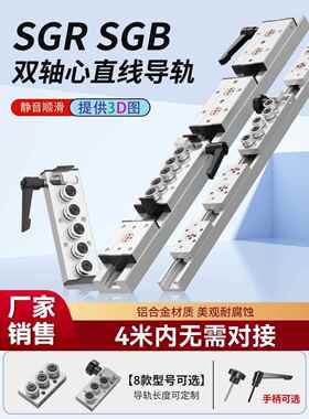 内置双轴心直线导轨SGR、SGB锁紧滑块高精静音滑轨滑台轨道