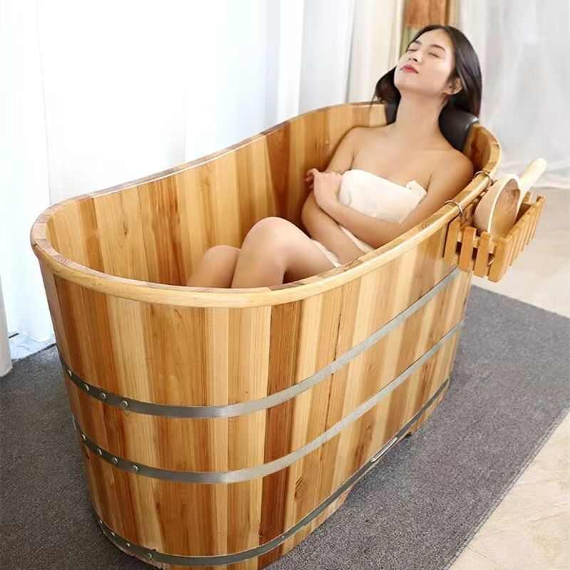 美容院泡澡木桶浴缸大人全身家用洗澡盆汗蒸熏蒸瑶浴实木质沐浴桶