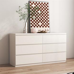 奶油风斗柜实木卧室收纳柜靠墙储物柜简约现代六斗柜八斗柜床尾柜