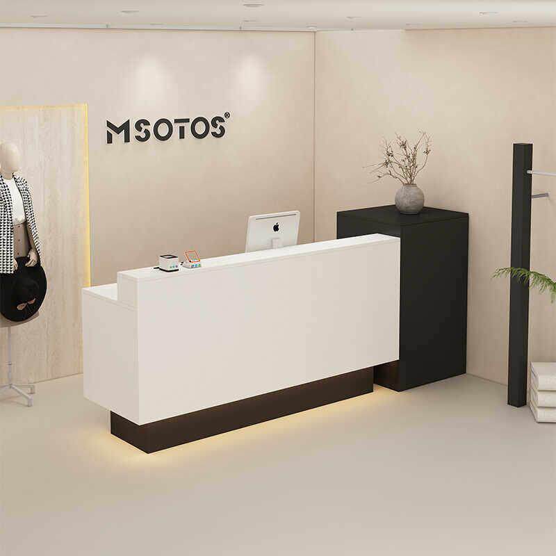 服装店吧台桌简约现代收银台带灯轻奢高级美容美甲美发前台接待台