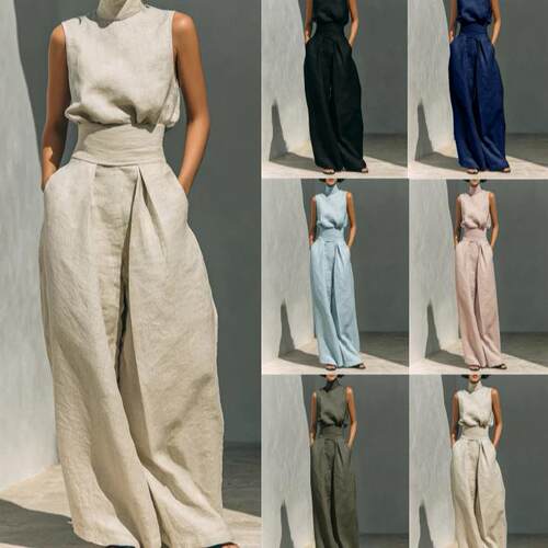 Sleeveless pants set for women无袖长裤套装女