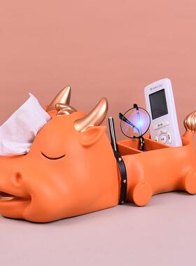 北欧创意超牛可爱纸巾盒摆件家用客厅茶几餐巾纸盒遥控器收纳盒