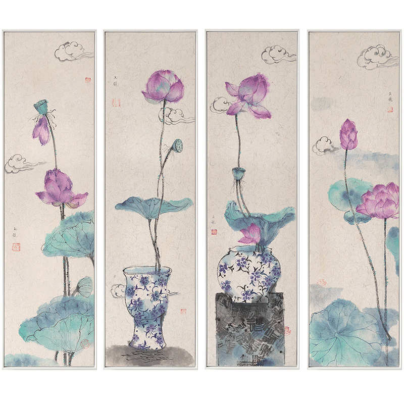 客厅走廊汪象装饰画×竖玄关映挂画砚墙尽头过道新中式仟画玉版新图片