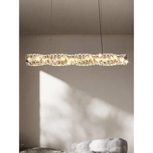 极简餐993厅灯2吊灯现简约205年新款 轻水晶灯家用饭厅灯长奢条吧