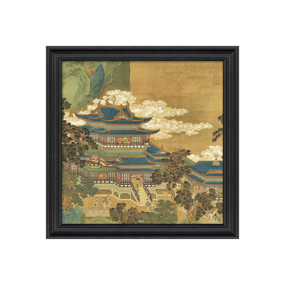 新古风挂画餐厅禅意书房中 沙发中式装饰画画墙玄关客厅仙山楼阁