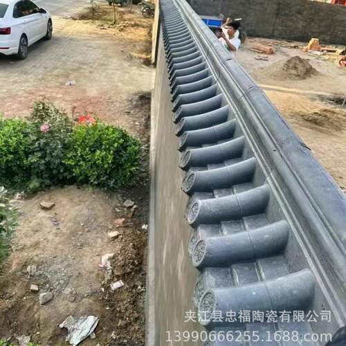 围墙墙帽仿古一体瓦中式庭院围墙水泥一体瓦小青瓦连体瓦马头墙