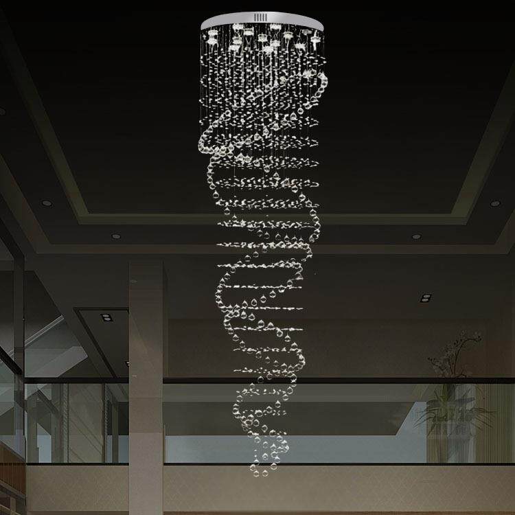 复式楼梯灯现代简约水晶吊灯别墅客厅楼梯间吊线灯大堂螺旋长吊灯