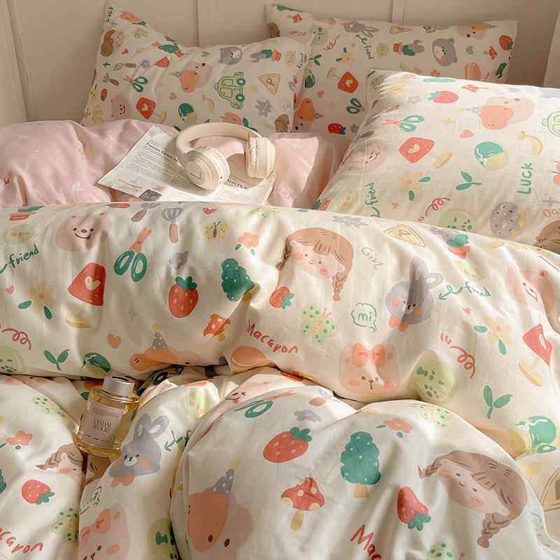 全棉小清新XGJ通四卡款件套四季纯棉学生套宿舍床单被床笠款床上