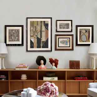 木吉中古小众艺术装饰画现代玄关客厅组合挂画卧室高级感设计师画