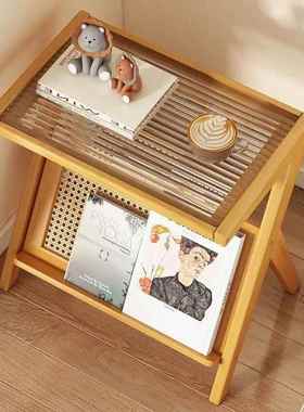 日卧室沙发几客厅玻璃小几茶创意角几边柜边70920小方桌藤编置物