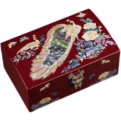 正品螺钿收漆器首饰盒贝盒雕木质高宝档首饰盒耳饰项链纳结婚送礼