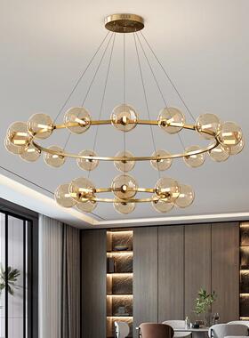 新款客厅吊灯北魔豆餐厅灯双具现代612简约意卧欧室创圆圈泡泡层