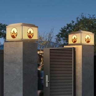 迎客松全铜太阳能柱头灯户外庭院灯围墙灯别墅墙头大门口柱子灯