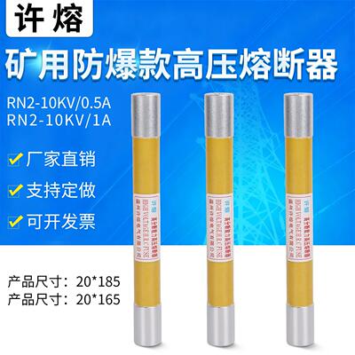 矿用RN2-10KV/0.5A1A2高压熔断器PT保险熔管高分断熔芯20*185/165