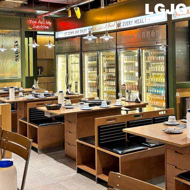 网红奶茶甜品糖水店海洋板卡座沙发韩式咖啡店主题餐厅桌椅组合
