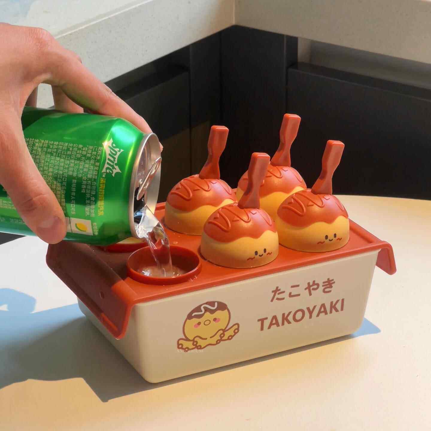 章鱼烧造型冰格模具制冰盒软硅胶食品级可爱家用按压自制棒冰神器图片