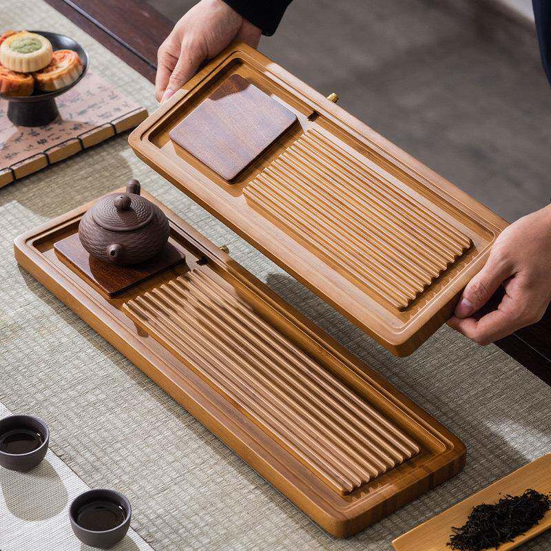 整块茶盘实木家用排水小型茶具泡茶竹制干泡茶台茶海简易托盘