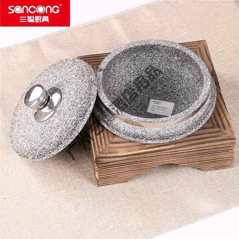 韩式拌饭石锅专用锅 带盖子 石煲 拌饭石碗 商用石锅饭砂锅石煲带