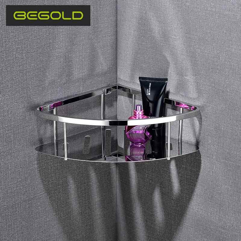 三角篮置物架卫生间浴室304不锈钢单层三脚架转角架单层拐角架