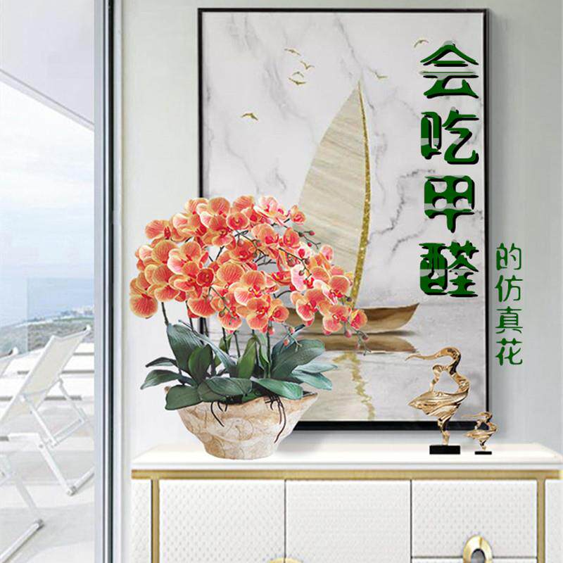 和家全手感蝴蝶兰盆栽仿真花客厅玄关装饰花室内家具桌面假花装饰
