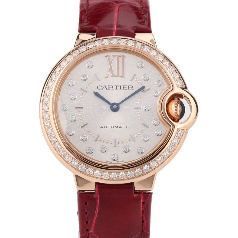 [9.8新]卡地亚蓝气球33mm玫瑰金原镶钻自动机械女表WJBB0080