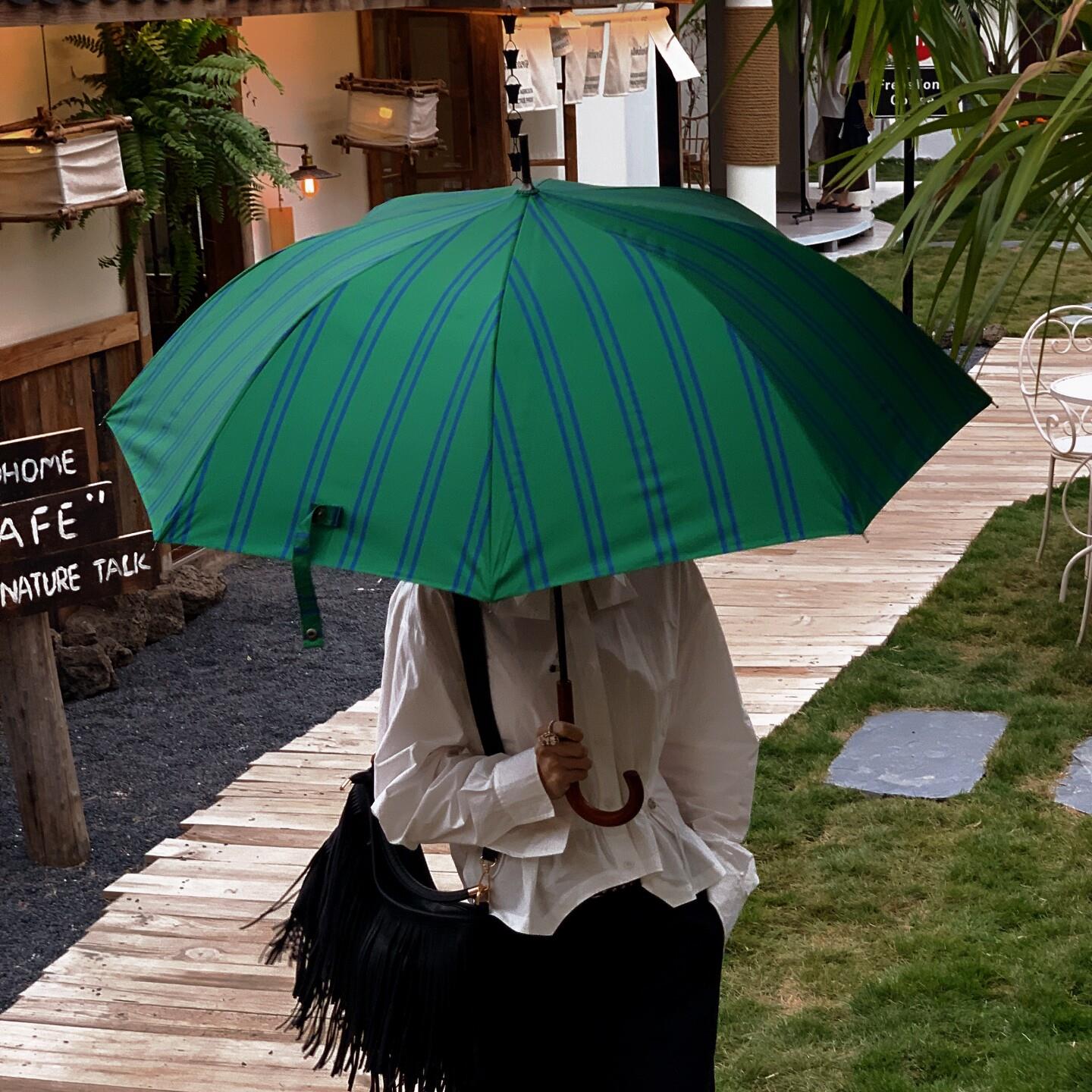 复古条纹雨伞女晴雨两用高级感太伞