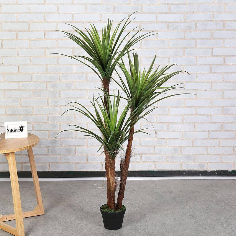 新-款室内大型绿植盆栽落地仿盆景装饰真树客假树龙血铁丝厅兰塑