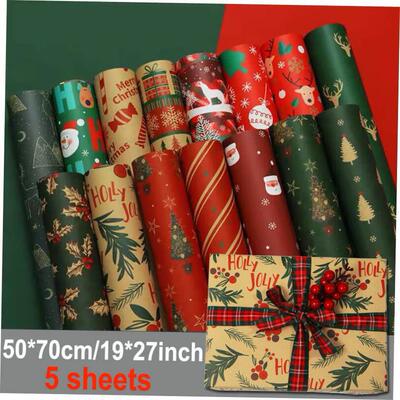 5Pcs Christmas Wrapping Paper Gift wrapper paper Decorations