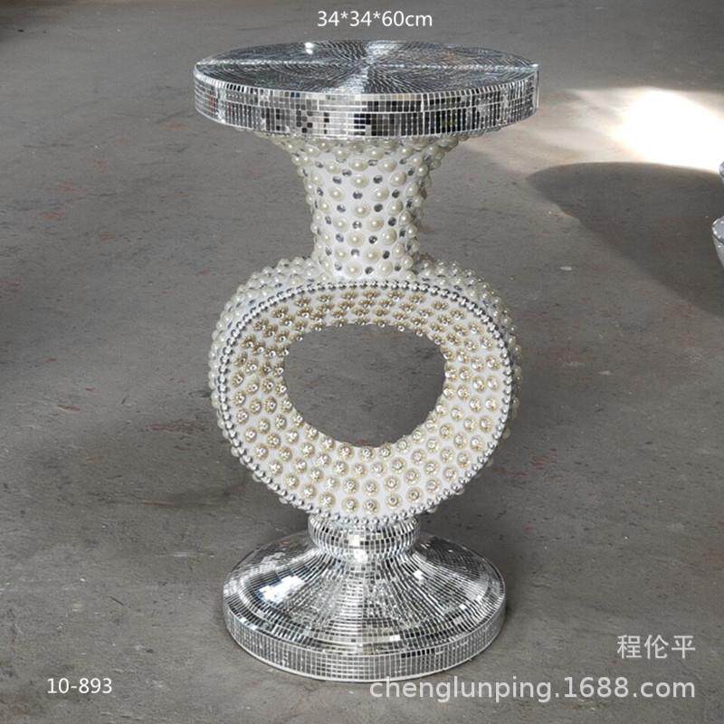 新款台面花台镂空贴珍珠细玻璃玻璃钢花艺花器玄关橱柜餐桌摆件品