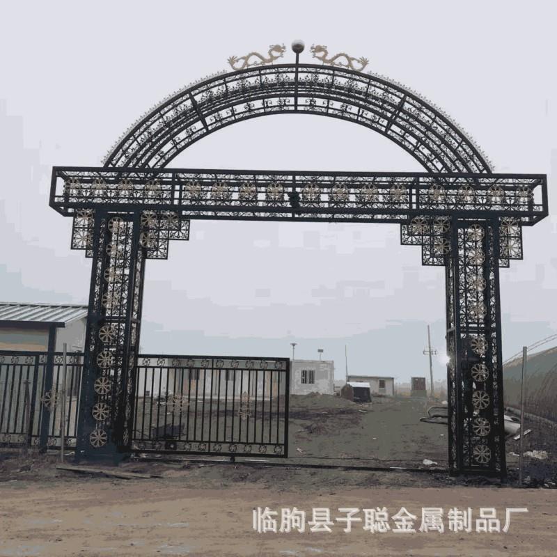 厂家供应铁艺大门中式铁艺大门村头大门标志铁艺围墙大门小区大门