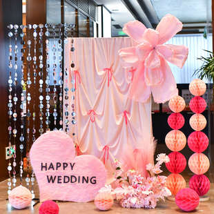 饰客厅新房卧室结婚用品大全 醒狮婚房布置铁艺喜字布幔结婚婚庆装